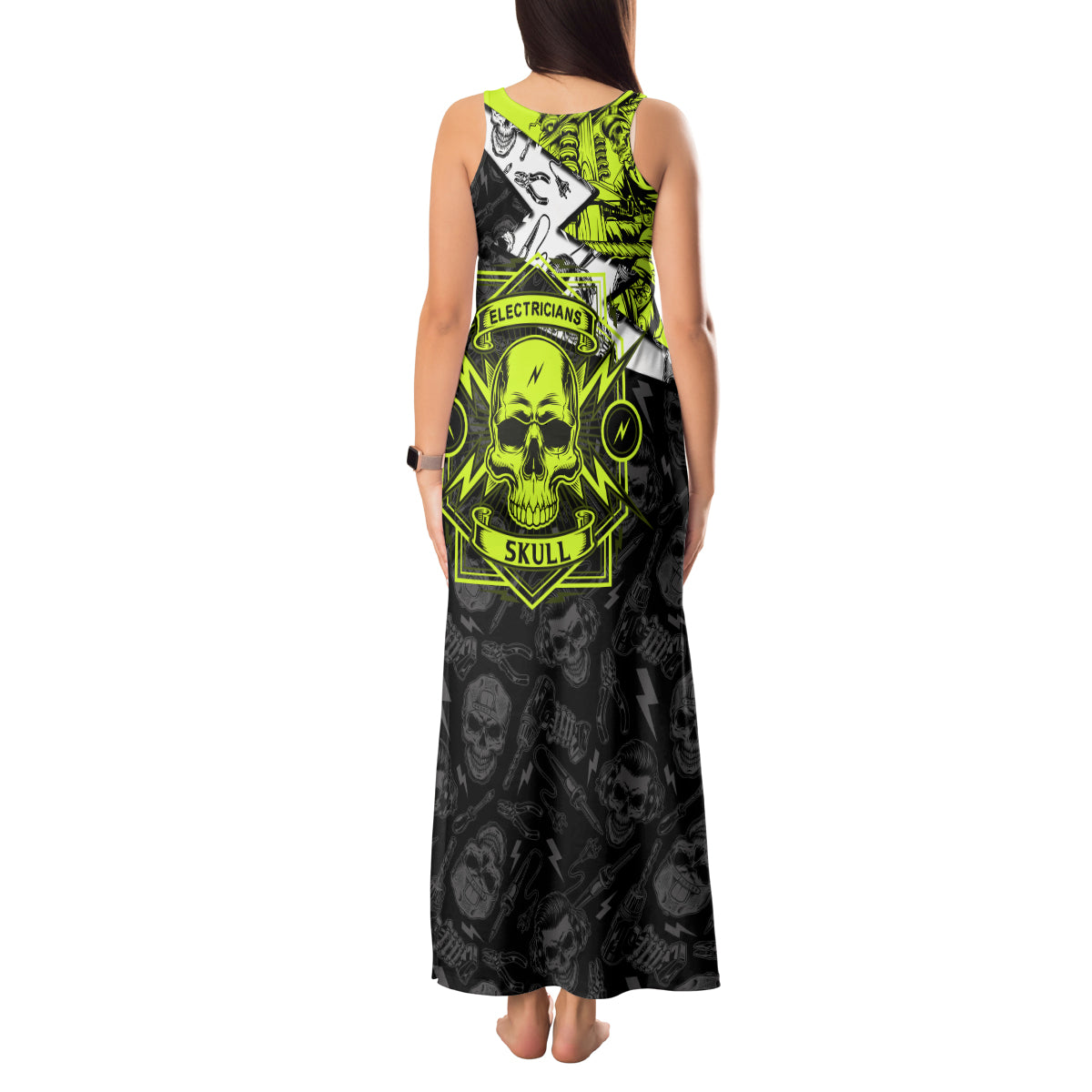 Personalised Electricians Skull Tank Maxi Dress - Wonder Print Shop