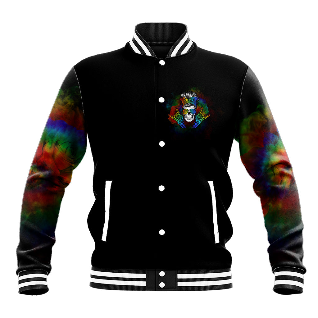 LGBT Rockin The Rainbow Life Skull Baseball Jacket - Wonder Print Shop