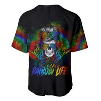 LGBT Rockin The Rainbow Life Skull Baseball Jersey - Wonder Print Shop