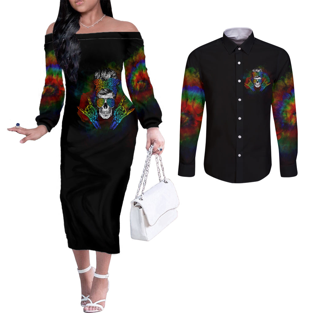 lgbt-rockin-the-rainbow-life-skull-couples-matching-off-the-shoulder-long-sleeve-dress-and-long-sleeve-button-shirts