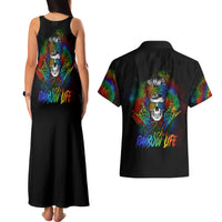 LGBT Rockin The Rainbow Life Skull Couples Matching Tank Maxi Dress and Hawaiian Shirt - Wonder Print Shop