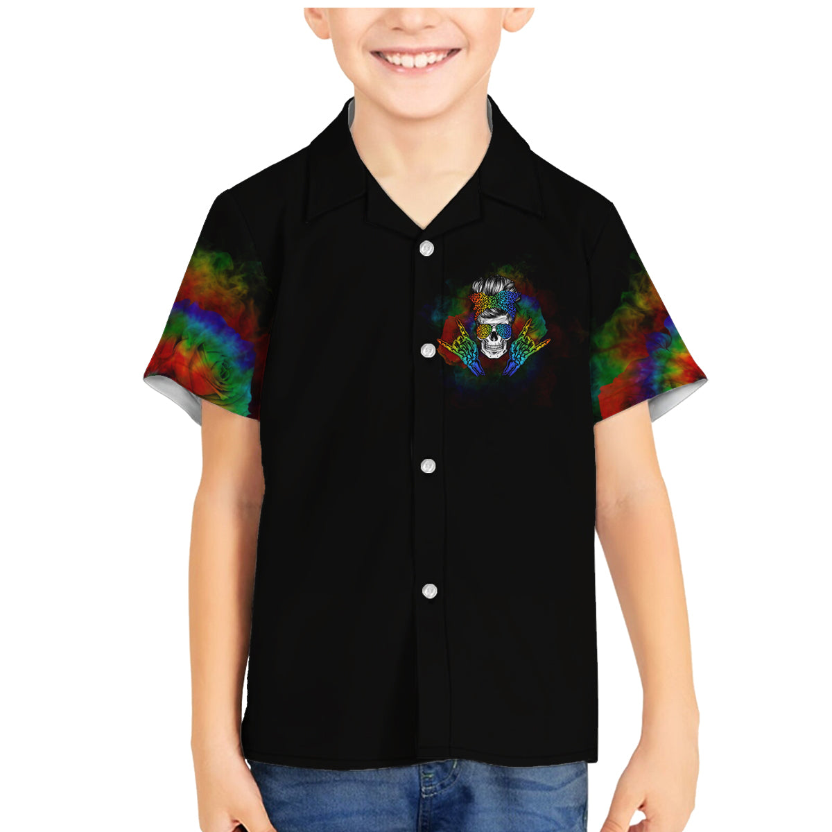 LGBT Rockin The Rainbow Life Skull Family Matching Mermaid Dress and Hawaiian Shirt - Wonder Print Shop