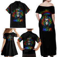 LGBT Rockin The Rainbow Life Skull Family Matching Off Shoulder Maxi Dress and Hawaiian Shirt - Wonder Print Shop