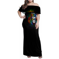 LGBT Rockin The Rainbow Life Skull Family Matching Off Shoulder Maxi Dress and Hawaiian Shirt - Wonder Print Shop