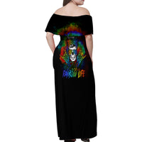 LGBT Rockin The Rainbow Life Skull Family Matching Off Shoulder Maxi Dress and Hawaiian Shirt - Wonder Print Shop