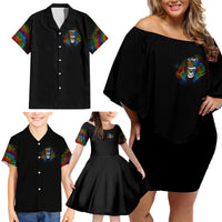 LGBT Rockin The Rainbow Life Skull Family Matching Off Shoulder Short Dress and Hawaiian Shirt - Wonder Print Shop