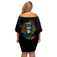 LGBT Rockin The Rainbow Life Skull Family Matching Off Shoulder Short Dress and Hawaiian Shirt - Wonder Print Shop