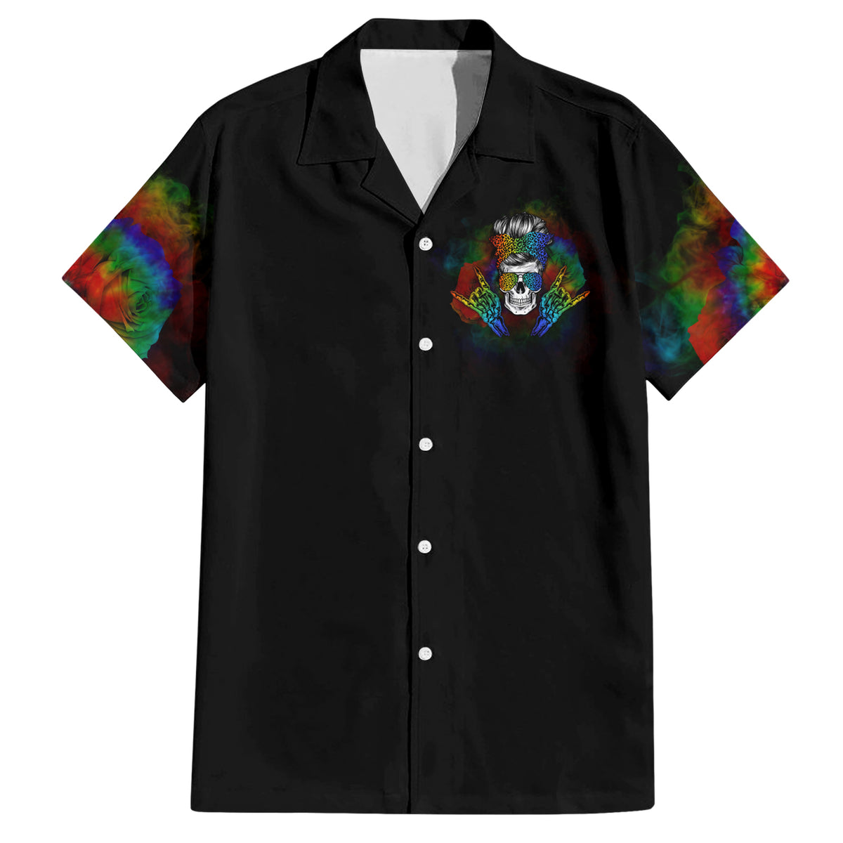 LGBT Rockin The Rainbow Life Skull Family Matching Short Sleeve Bodycon Dress and Hawaiian Shirt - Wonder Print Shop