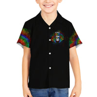 LGBT Rockin The Rainbow Life Skull Family Matching Short Sleeve Bodycon Dress and Hawaiian Shirt - Wonder Print Shop