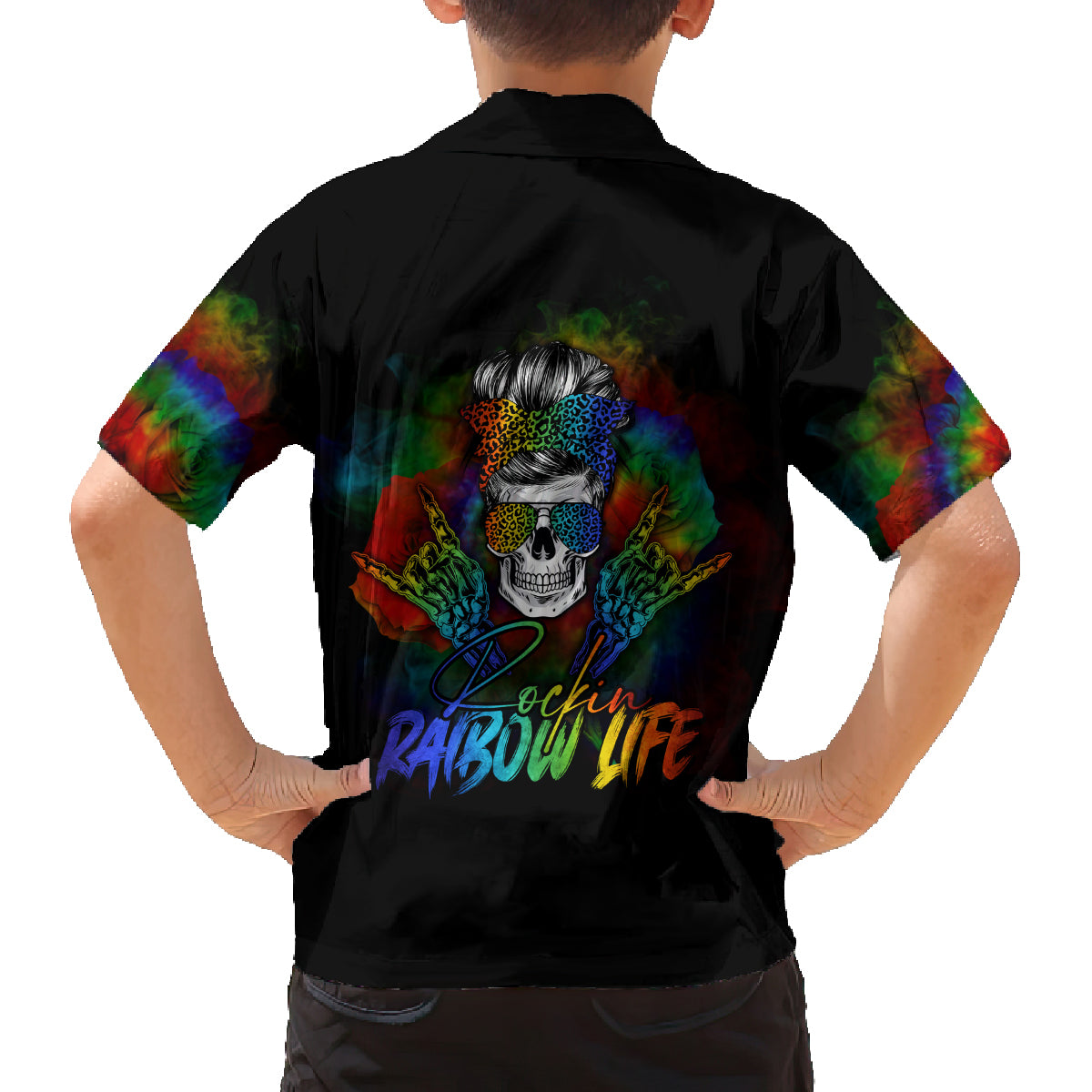 LGBT Rockin The Rainbow Life Skull Family Matching Summer Maxi Dress and Hawaiian Shirt - Wonder Print Shop