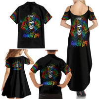LGBT Rockin The Rainbow Life Skull Family Matching Summer Maxi Dress and Hawaiian Shirt - Wonder Print Shop