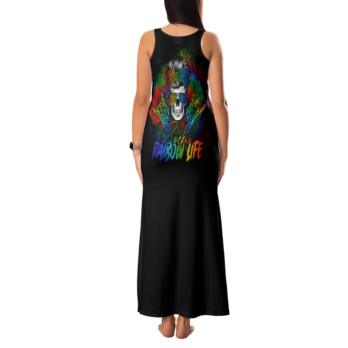 LGBT Rockin The Rainbow Life Skull Family Matching Tank Maxi Dress and Hawaiian Shirt - Wonder Print Shop