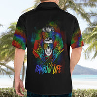 LGBT Rockin The Rainbow Life Skull Hawaiian Shirt - Wonder Print Shop