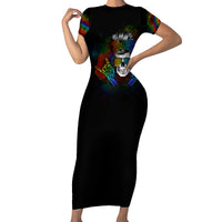LGBT Rockin The Rainbow Life Skull Short Sleeve Bodycon Dress - Wonder Print Shop