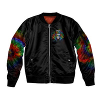 LGBT Rockin The Rainbow Life Skull Sleeve Zip Bomber Jacket - Wonder Print Shop