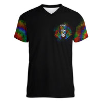 LGBT Rockin The Rainbow Life Skull Women V Neck T Shirt - Wonder Print Shop