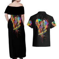 LGBT Couples Matching Off Shoulder Maxi Dress and Hawaiian Shirt Love Is Love Pride - Wonder Print Shop