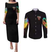 LGBT Couples Matching Puletasi Dress and Long Sleeve Button Shirts Love Is Love Pride - Wonder Print Shop