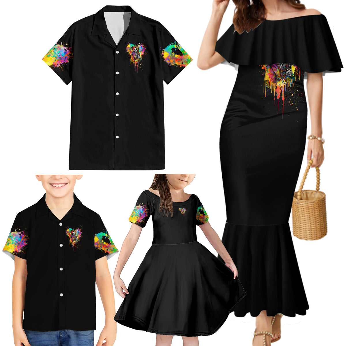 LGBT Family Matching Mermaid Dress and Hawaiian Shirt Love Is Love Pride - Wonder Print Shop