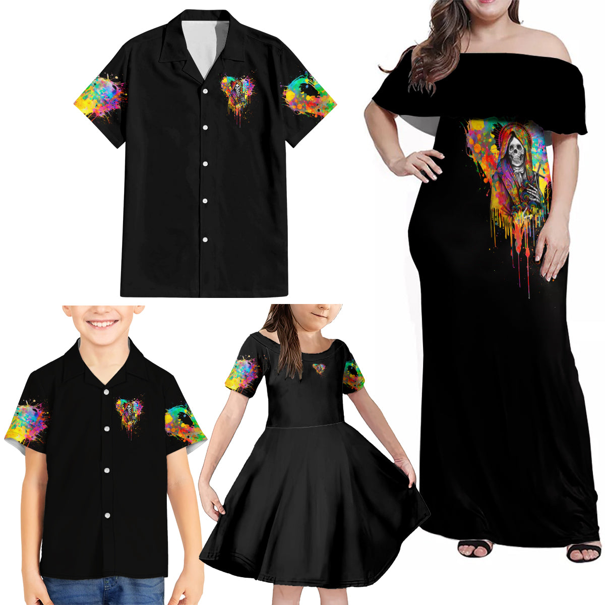 LGBT Family Matching Off Shoulder Maxi Dress and Hawaiian Shirt Love Is Love Pride - Wonder Print Shop