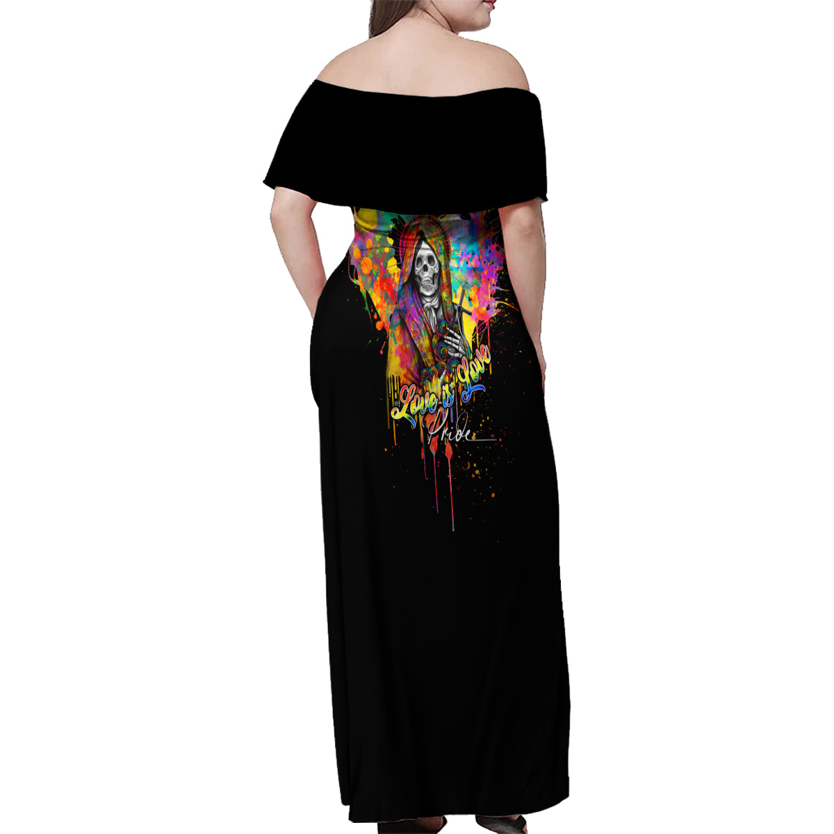 LGBT Family Matching Off Shoulder Maxi Dress and Hawaiian Shirt Love Is Love Pride - Wonder Print Shop