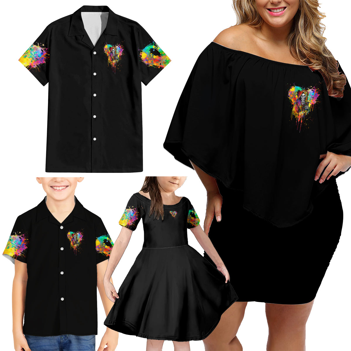 LGBT Family Matching Off Shoulder Short Dress and Hawaiian Shirt Love Is Love Pride - Wonder Print Shop