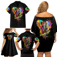 LGBT Family Matching Off Shoulder Short Dress and Hawaiian Shirt Love Is Love Pride - Wonder Print Shop