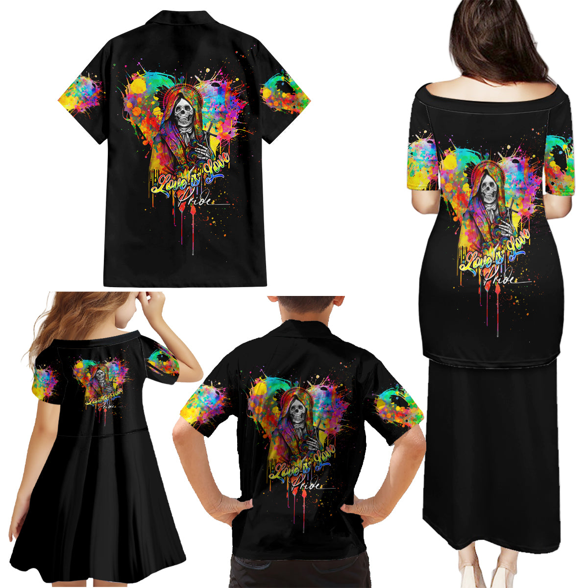 LGBT Family Matching Puletasi Dress and Hawaiian Shirt Love Is Love Pride - Wonder Print Shop