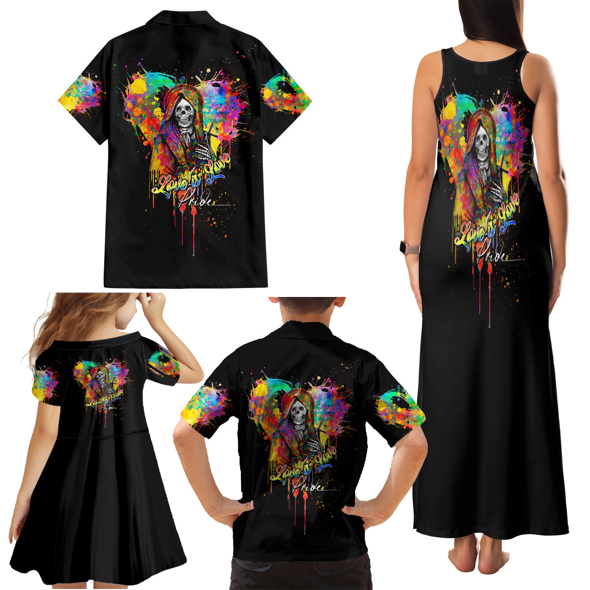 LGBT Family Matching Tank Maxi Dress and Hawaiian Shirt Love Is Love Pride - Wonder Print Shop