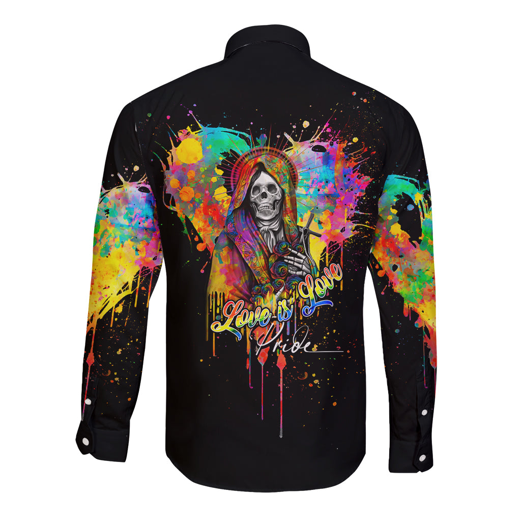 LGBT Long Sleeve Button Shirt Love Is Love Pride - Wonder Print Shop