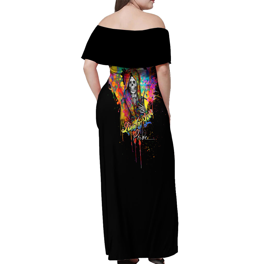 LGBT Off Shoulder Maxi Dress Love Is Love Pride - Wonder Print Shop