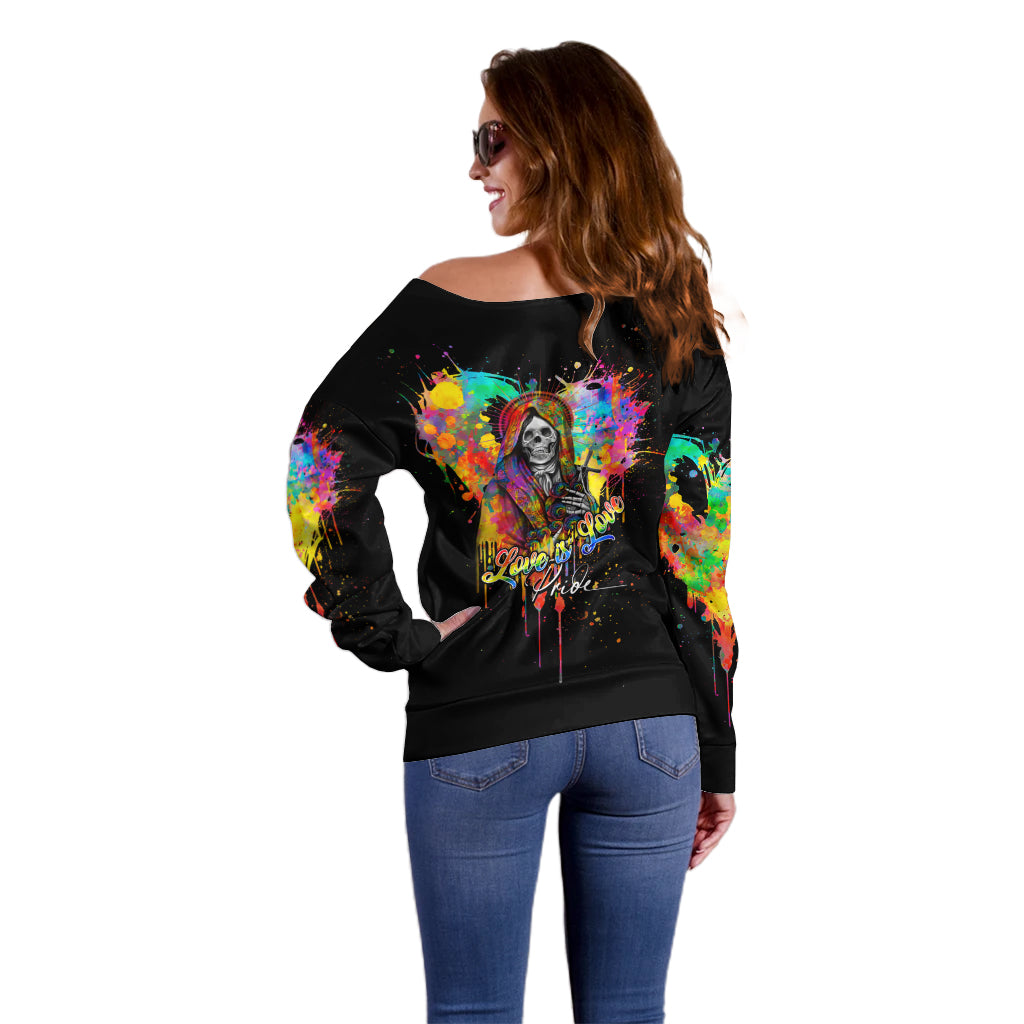 LGBT Off Shoulder Sweater Love Is Love Pride - Wonder Print Shop