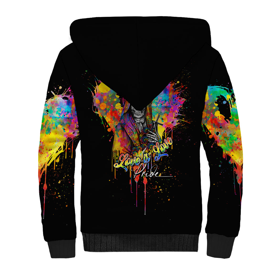 LGBT Sherpa Hoodie Love Is Love Pride - Wonder Print Shop