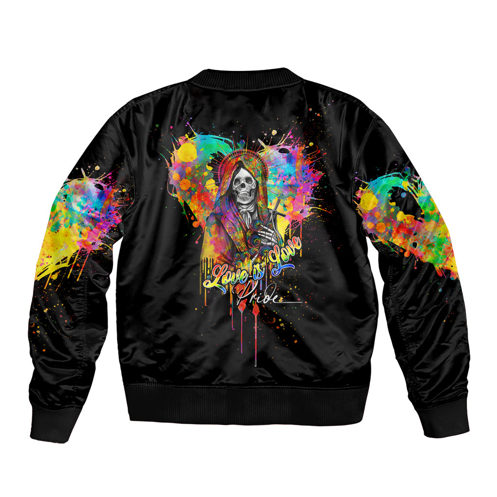 LGBT Sleeve Zip Bomber Jacket Love Is Love Pride - Wonder Print Shop