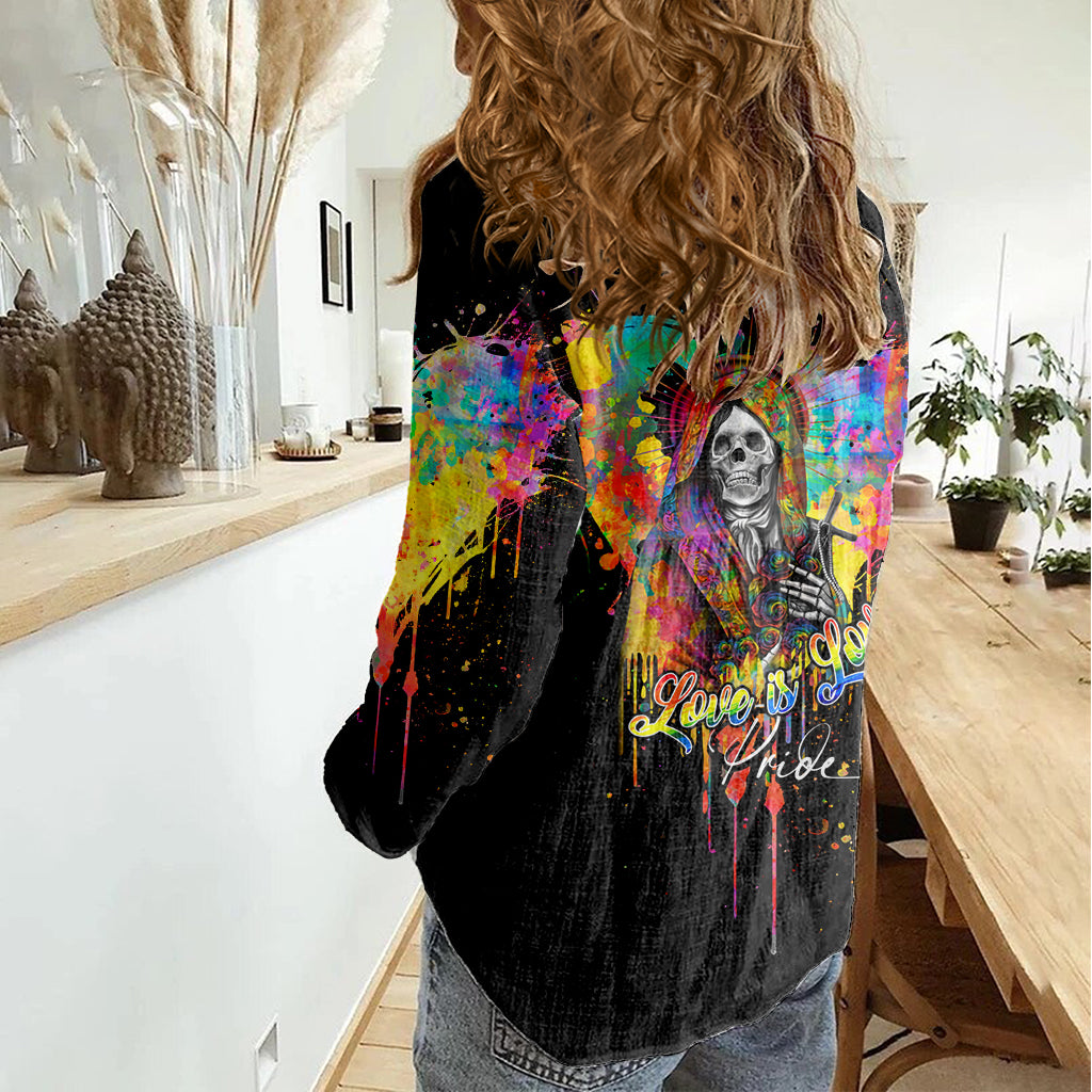 LGBT Women Casual Shirt Love Is Love Pride - Wonder Print Shop