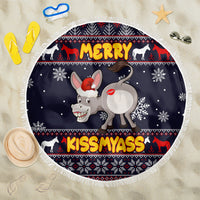 Funny Donkeys Christmas Beach Blanket Merry Kissmyass - Wonder Print Shop
