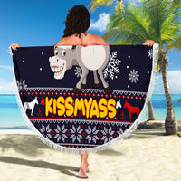 Funny Donkeys Christmas Beach Blanket Merry Kissmyass - Wonder Print Shop