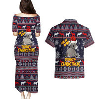 Funny Donkeys Christmas Couples Matching Puletasi Dress and Hawaiian Shirt Merry Kissmyass - Wonder Print Shop
