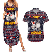Funny Donkeys Christmas Couples Matching Summer Maxi Dress and Hawaiian Shirt Merry Kissmyass - Wonder Print Shop