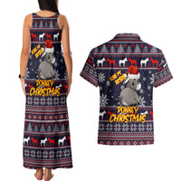 Funny Donkeys Christmas Couples Matching Tank Maxi Dress and Hawaiian Shirt Merry Kissmyass - Wonder Print Shop