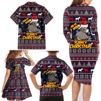 Funny Donkeys Christmas Family Matching Long Sleeve Bodycon Dress and Hawaiian Shirt Merry Kissmyass - Wonder Print Shop