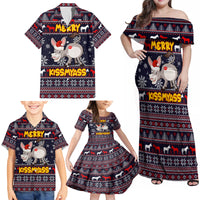 Funny Donkeys Christmas Family Matching Off Shoulder Maxi Dress and Hawaiian Shirt Merry Kissmyass - Wonder Print Shop