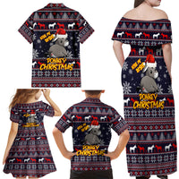 Funny Donkeys Christmas Family Matching Off Shoulder Maxi Dress and Hawaiian Shirt Merry Kissmyass - Wonder Print Shop