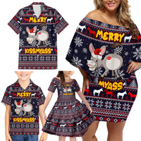 Funny Donkeys Christmas Family Matching Off Shoulder Short Dress and Hawaiian Shirt Merry Kissmyass - Wonder Print Shop