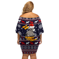 Funny Donkeys Christmas Family Matching Off Shoulder Short Dress and Hawaiian Shirt Merry Kissmyass - Wonder Print Shop