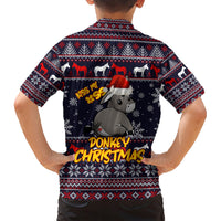 Funny Donkeys Christmas Family Matching Short Sleeve Bodycon Dress and Hawaiian Shirt Merry Kissmyass - Wonder Print Shop