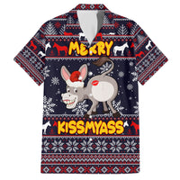 Funny Donkeys Christmas Family Matching Short Sleeve Bodycon Dress and Hawaiian Shirt Merry Kissmyass - Wonder Print Shop