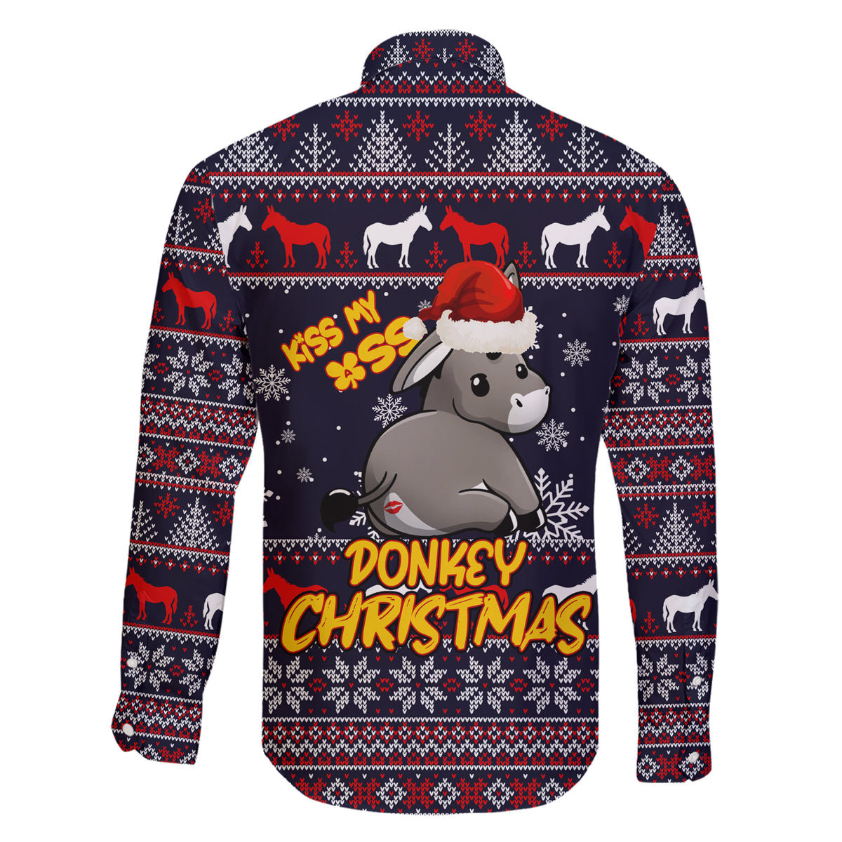 Funny Donkeys Christmas Family Matching Short Sleeve Bodycon Dress and Hawaiian Shirt Merry Kissmyass - Wonder Print Shop