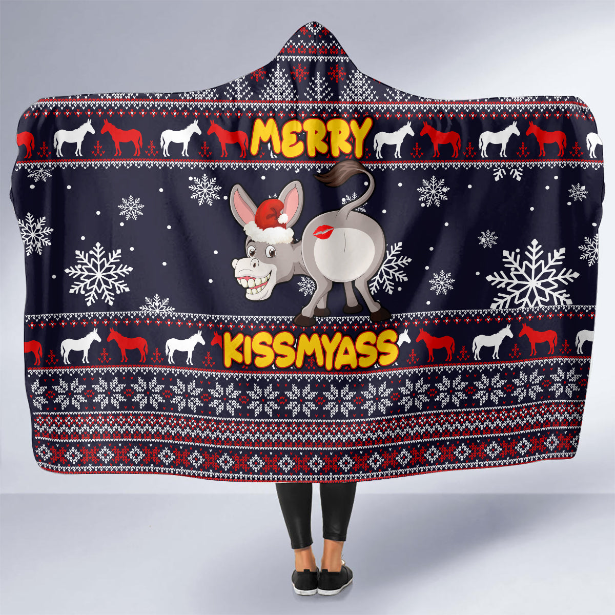 funny-donkeys-christmas-hooded-blanket-merry-kissmyass