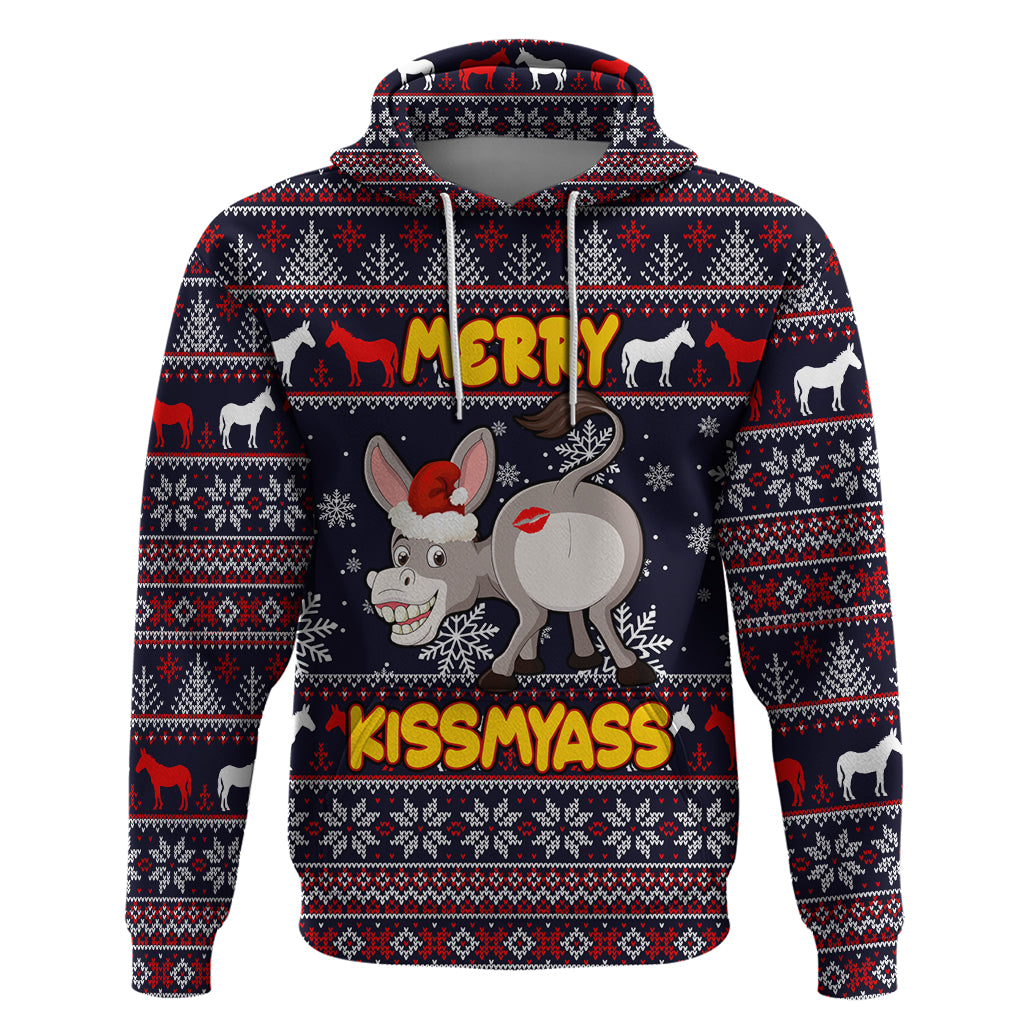 Funny Donkeys Christmas Hoodie Merry Kissmyass - Wonder Print Shop